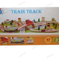 Дървен влак с релси 83ч, снимка 2 - Образователни игри - 42553702