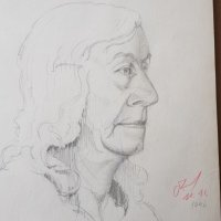 Майсторска рисунка Тома Петров(1908-1972) Портрет на жена 1946година  , снимка 4 - Картини - 36004353