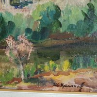 Иван ХАЛАЧЕВ 1902-1974 голям красив пейзаж с маслени бои, снимка 3 - Картини - 41626095