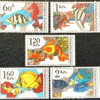 Чехословакия, 1975 г. - пълна серия чисти марки, риби, 4*12, снимка 1 - Филателия - 42706157