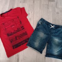 Тениска с дънкени панталонки, снимка 1 - Детски комплекти - 41422424