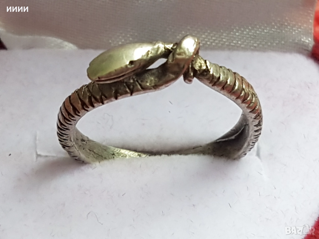 Сребърен пръстен змия, снимка 1