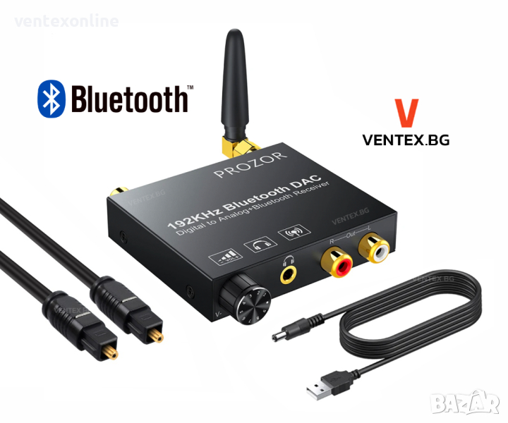 DAC 192kHz Bluetooth цифров към аналогов конвертор, RCA + Гаранция, снимка 1