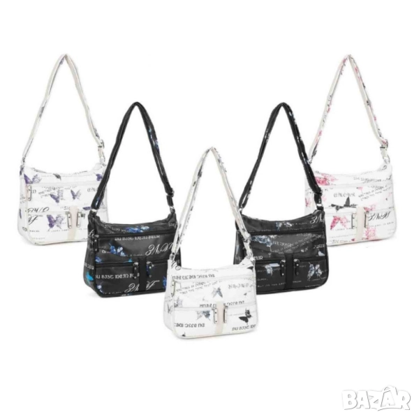 Дамска чанта с артистичен принт и регулируема дръжка, снимка 1