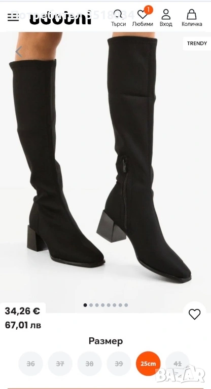 Дамски ботуши с ток , снимка 1