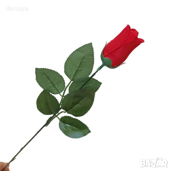 3752 Изкуствена червена роза за декорация, 65 см, снимка 1