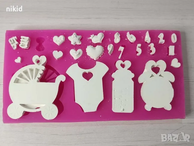 Грамадно бебешко бебе пано визитка за тегло дата боди количка кантар силиконов молд форма калъп гипс, снимка 1