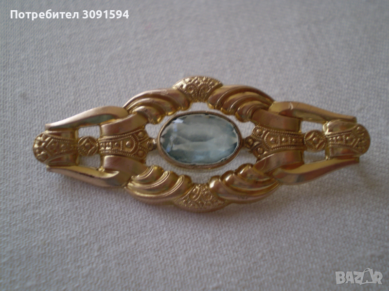 Античен син камък брошка - Art Deco - Германия 30-те години - брошка  Брошка Германия. 30-те години, снимка 1