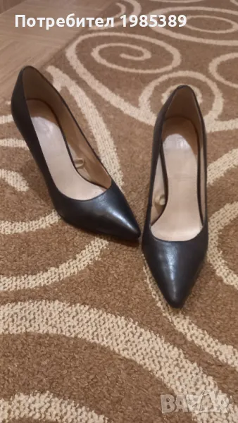 Черни обувки от естествена кожа на ток 5th Аvenue, снимка 1