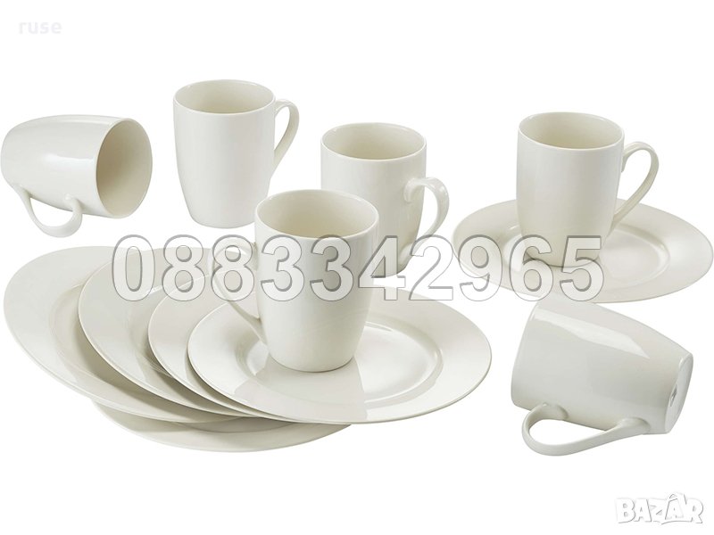 НОВ! Сервиз чаши за кафе и чинии за десерт костен порцелан 12 части, снимка 1