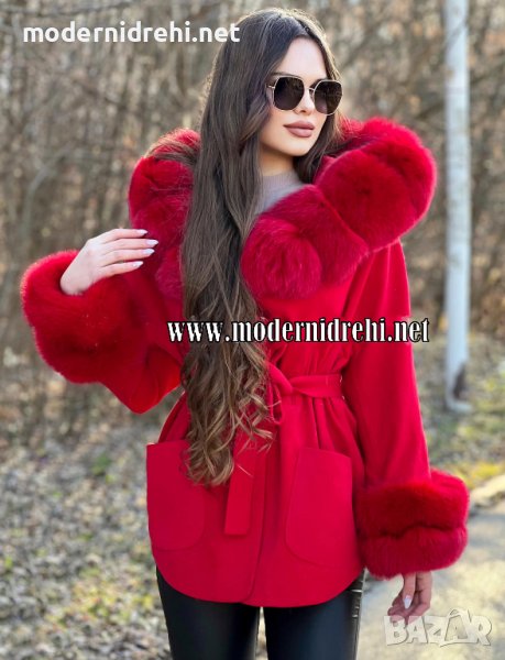 Дамско луксозно палто с лисица код 829, снимка 1