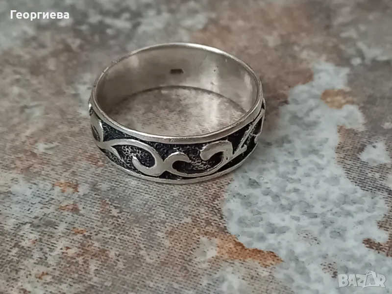 Мъжка сребърна халка, снимка 1