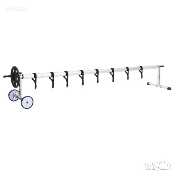 vidaXL Ролка за навиване на покривало за басейн с основа от инокс（SKU:93177）, снимка 1