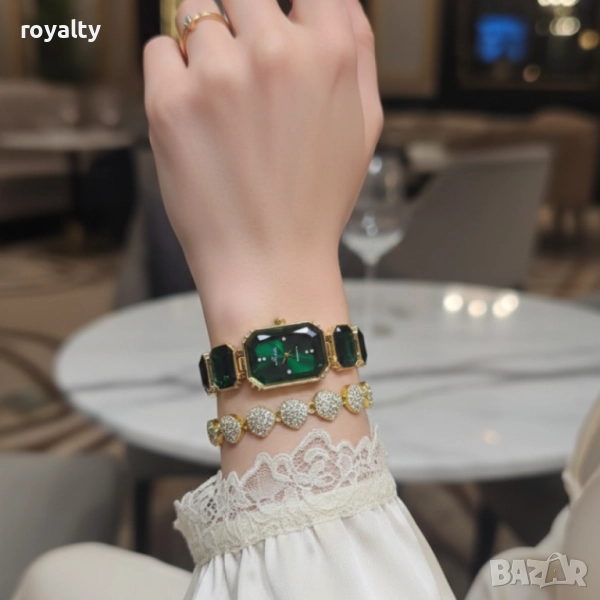 Дамски комплект часовник с кварцов механизъм и гривна, снимка 1