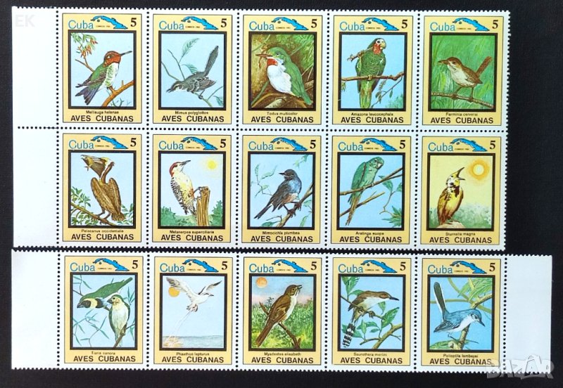 Куба, 1983 г. - малък лист чисти марки, птици, 4*11, снимка 1
