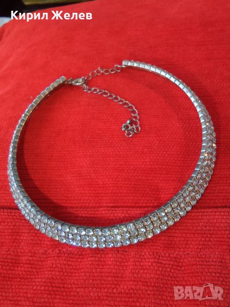 КРАСИВО ПОСРЕБРЕНО ЕФЕКТНО ФЕШЪН АРТ КРИСТАЛНО КОЛИЕ ОГЪРЛИЦА 27876, снимка 1
