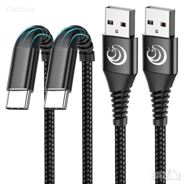 2 броя Aioneus USB C кабел 3A , за бързо зареждане 1,8 м, плетена оплетка, снимка 1