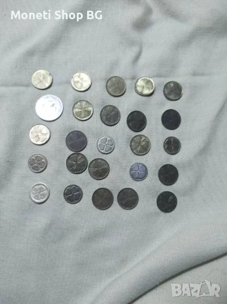 Лот от 25бр. метални жетони с изображение на четерилистни детелини, снимка 1