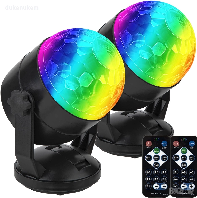 Комплект от 2 броя LED Диско лампа с листанционно управление, снимка 1
