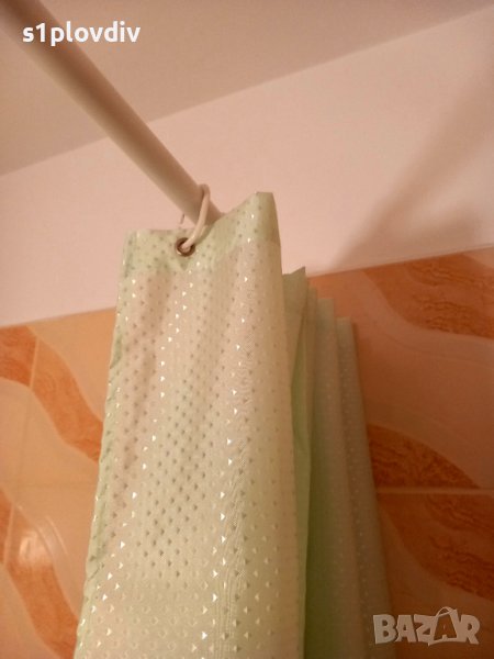 Качествена завеса за баня + телескопична шина, снимка 1