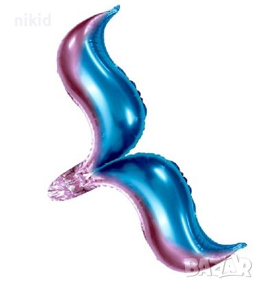 Двойна опашка русалка вълна фолио фолиев балон хелий въздух парти, снимка 1