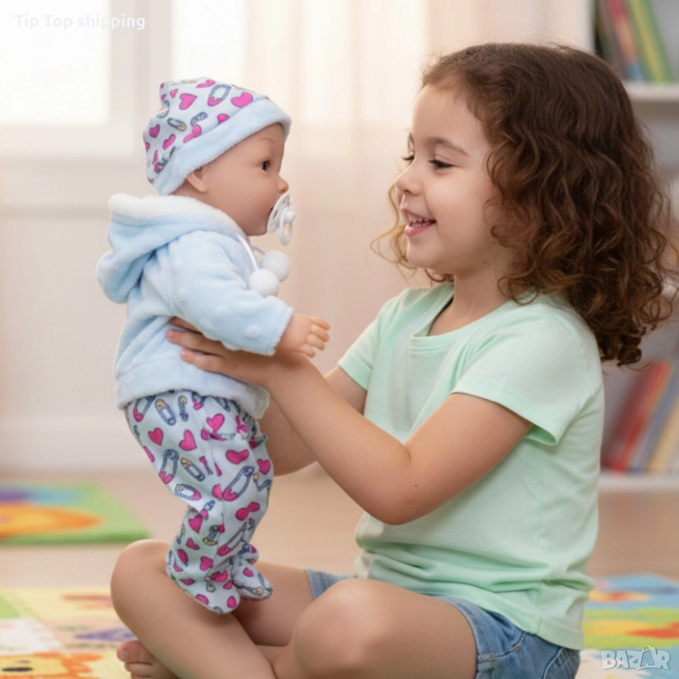 Кукла бебе със звук и зимни дрехи - 36 см - Перфектен подарък за празниците, снимка 1