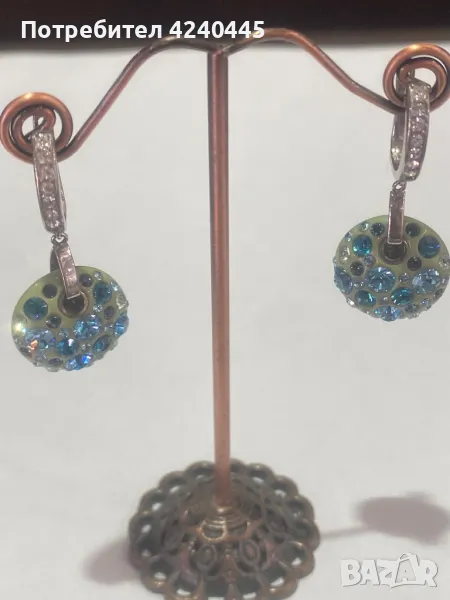 Сребърни обеци висящи, снимка 1