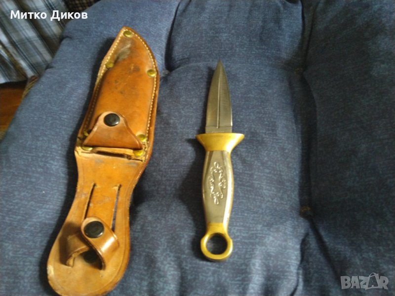 Кама 190х90мм маркова станлес тип Дж. Стейтън от Непобедимите-3 калъф естествена кожа с доп.преграда, снимка 1