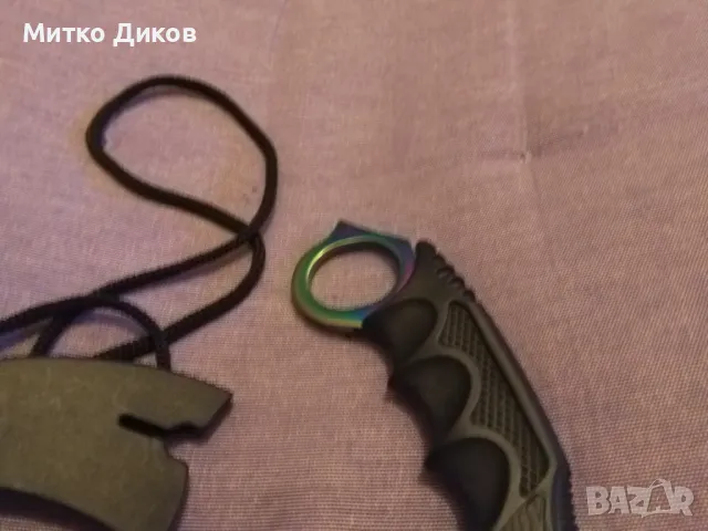 Нож Карамбит с калъвче за врата нов  Karambit Tactical, тактически нож, снимка 2 - Ножове - 48694734