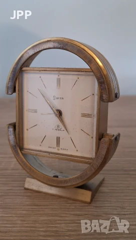 Настолен часовник с будилник SWIZA 7 JEWELS, снимка 4 - Антикварни и старинни предмети - 50919424