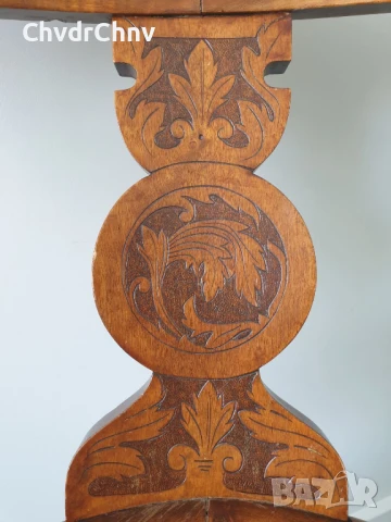 Стар дървен стол на винт/регулируем/с подлакътници/дърворезба/83см, снимка 6 - Антикварни и старинни предмети - 51312138