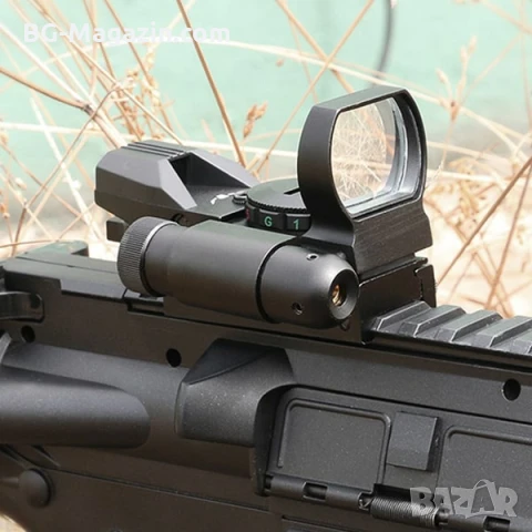 Тактически бързомер с лазер двуцветен мерник за пушка пистолет еърсофт лов, снимка 9 - Оборудване и аксесоари за оръжия - 51051813