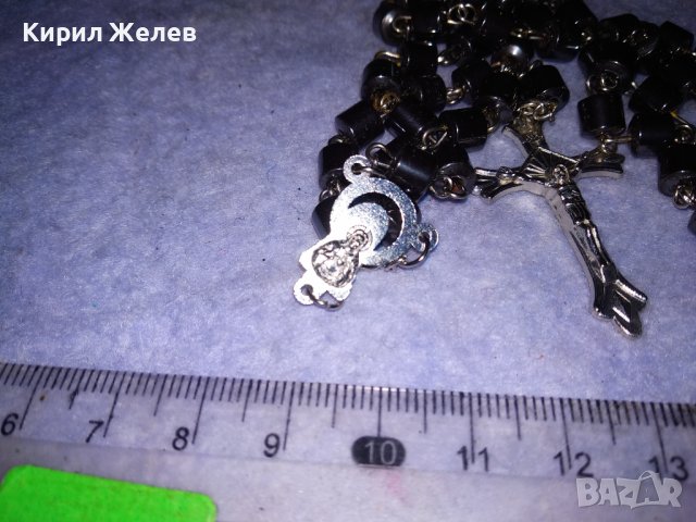 РИМОКАТОЛИЧЕСКА ОГЪРЛИЦА МОЛИТВЕНА БРОЕНИЦА ХЕМАТИТ със СРЕБРИСТИ РАЗПЯТИЕ и ДВУСТРАННА ИКОНКА 26358, снимка 8 - Колиета, медальони, синджири - 41389361