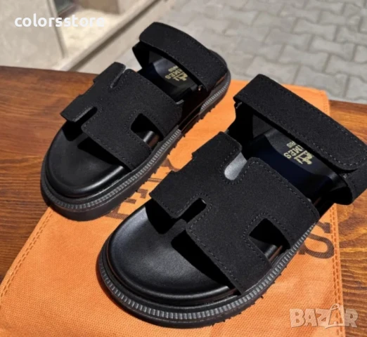 Дамски чехли черен велур Hermes/BR297s