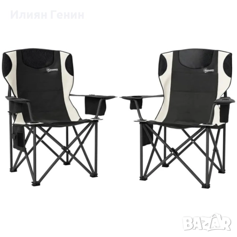 Комплект от 2 сгъваеми стола Outsunny, сгъваеми къмпинг столове , снимка 10 - Къмпинг мебели - 51853196