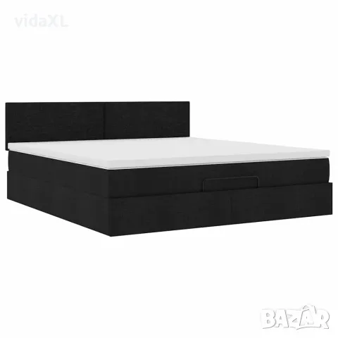 vidaXL Османска легло с матрак и LED, черно, 180x200 см, плат, снимка 7 - Спални и легла - 56147012