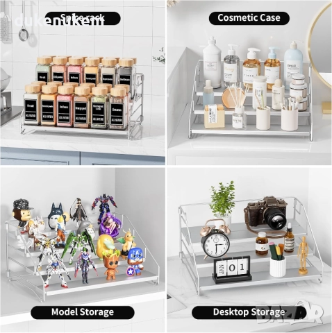 Органайзер за подправки, метален разширяем кухненски рафт 34 см, с отделящи се 4 нива, снимка 5 - Етажерки - 52625066