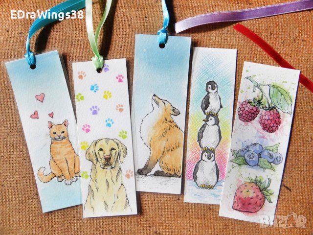 Разделители за книги Ръчно рисувани Книгоразделители, снимка 2 - Други - 28280638