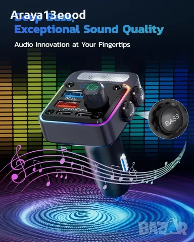 Nulaxy NX16 54W Bluetooth 5.3 FM трансмитер за автомобил с 4 USB порта, снимка 5 - Аксесоари и консумативи - 55705902