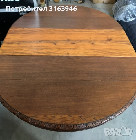 Антична Кръгла Маса от Масивно Дърво с Богата Резба, снимка 5 - Маси - 51719315