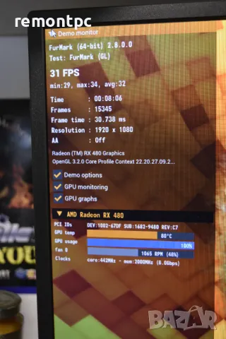 Видео карта XFX Radeon™ RX 480, 8GB GDDR5, 256-bit Видео карта за игри, снимка 6 - Видеокарти - 50363829