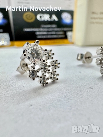 Сребърни обеци с мойсанит (Диамант) 0.5 карата, снимка 9 - Обеци - 52642209