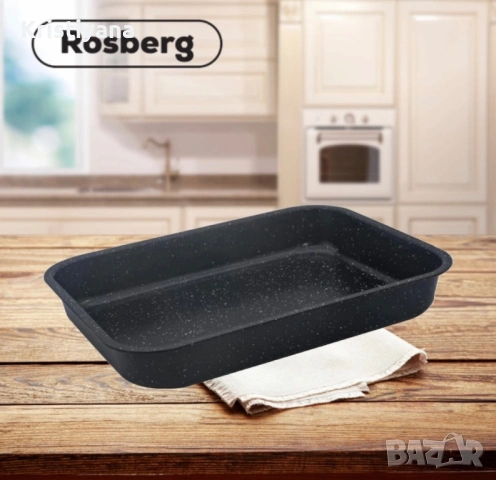 Тава Rosberg, Правоъгьлна, Черен/ въгл. стомана, мрам. покр., снимка 2 - Съдове за готвене - 53277539