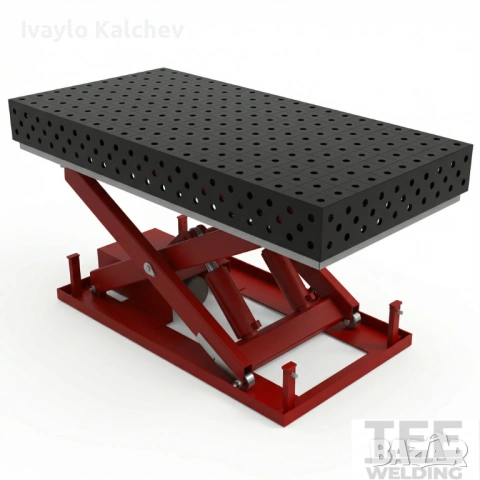 Заваръчна маса TitanWeld 2000×1000х25 мм-хидравлична повдигаща система