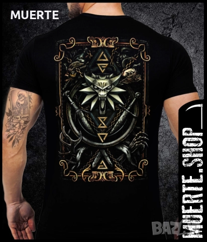Черна тениска с щампа THE WITCHER SYMBOLS