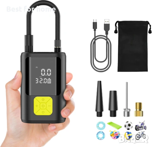 Преносима електронна въздушна помпа 6000 mAh, електрическа велосипедна помпа 150 PSI, батерия