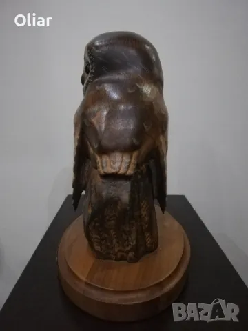 Дървена скулптура на бухал., снимка 6 - Антикварни и старинни предмети - 50293197