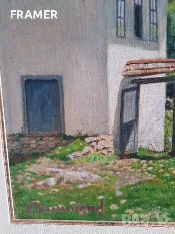 Никола Димитров Манастира св.Троица 1982г Велико Търново масло, снимка 5 - Картини - 41626444