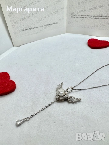 Сребърно колие с мойсанит (диамант) 1 карат, снимка 13 - Колиета, медальони, синджири - 53060728