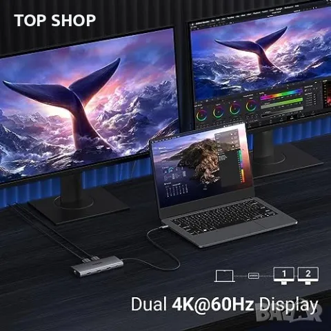 Нов UGREEN Revodok Pro USB C Hub: 10-в-1 Станция, HDMI 4K&8K, снимка 7 - Друга електроника - 49215007